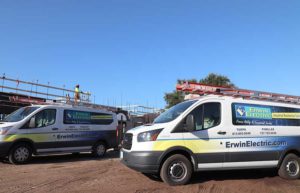 Erwin Electric vans at construction site