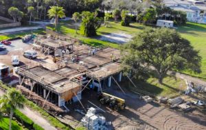 Aerial view of residential building under construction
